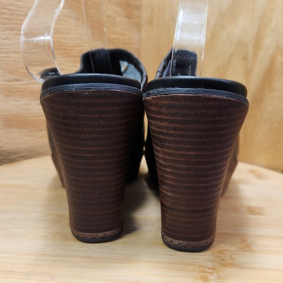 Timberland Earthkeepers Danforth Womens Black Leather Wedge Heel Mules Size 9 - Picture 5 of 10